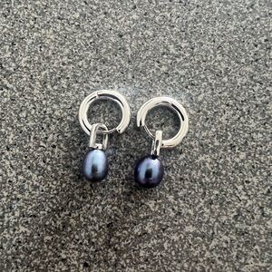 Luv Aj Silver and Blue Pearl Huggies